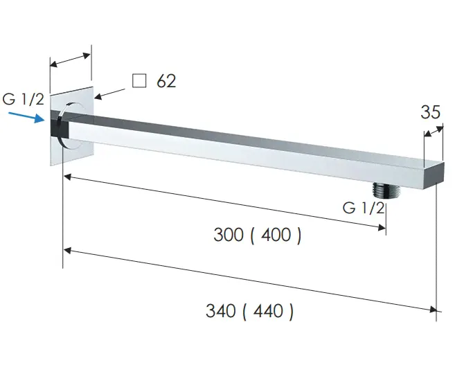 Отвод для душа Remer 40 см. 348Q40 (хром)-0